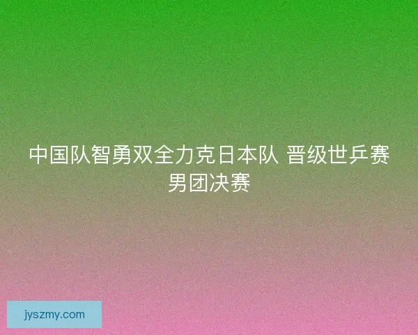 中国队智勇双全力克日本队 晋级世乒赛男团决赛