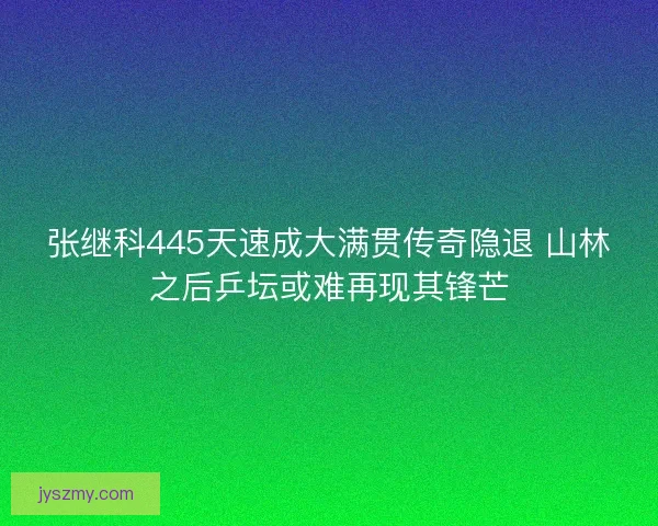 张继科445天速成大满贯传奇隐退 山林之后乒坛或难再现其锋芒