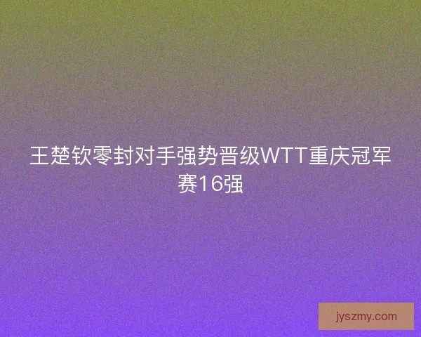 王楚钦零封对手强势晋级WTT重庆冠军赛16强