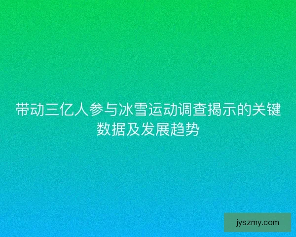 带动三亿人参与冰雪运动调查揭示的关键数据及发展趋势