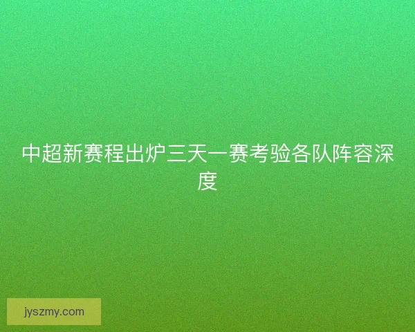 中超新赛程出炉三天一赛考验各队阵容深度 中超新赛程出炉三天一赛考验各队阵容深度